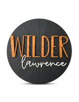 Custom Round Wooden Name Sign - Handcrafted Layered Wood Wall Decor with 3D Solid Wood Letters, Modern Farmhouse Style