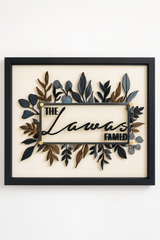 Acrylic Family Name Plate with 3D Letters & Metal Frame Custom Wall Name Board