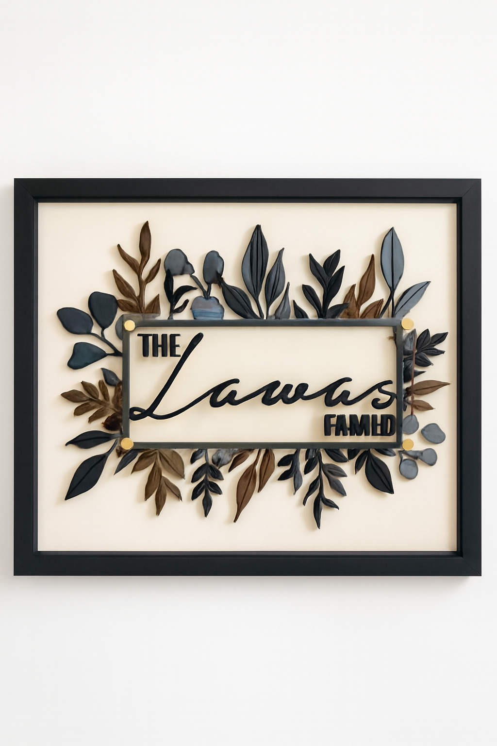 Acrylic Family Name Plate with 3D Letters & Metal Frame Custom Wall Name Board