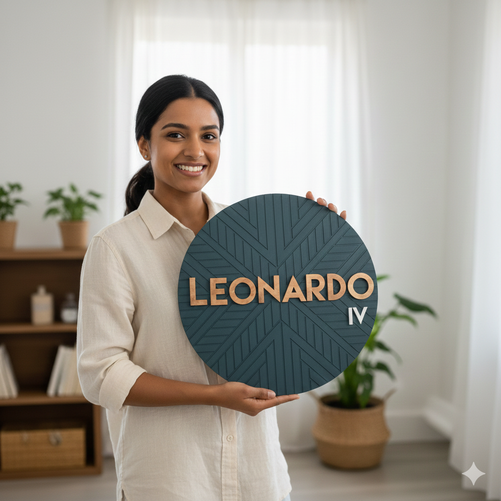 Custom Round Wooden Name Sign - Handcrafted Layered Wood Wall Decor with 3D Solid Wood Lettering Modern Home Decor