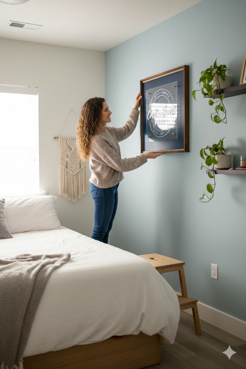 Personalized Clear Acrylic Sign with Solid Wood Frame - Modern Wall - Mounted Business Logo Sign with Metal Standoffs