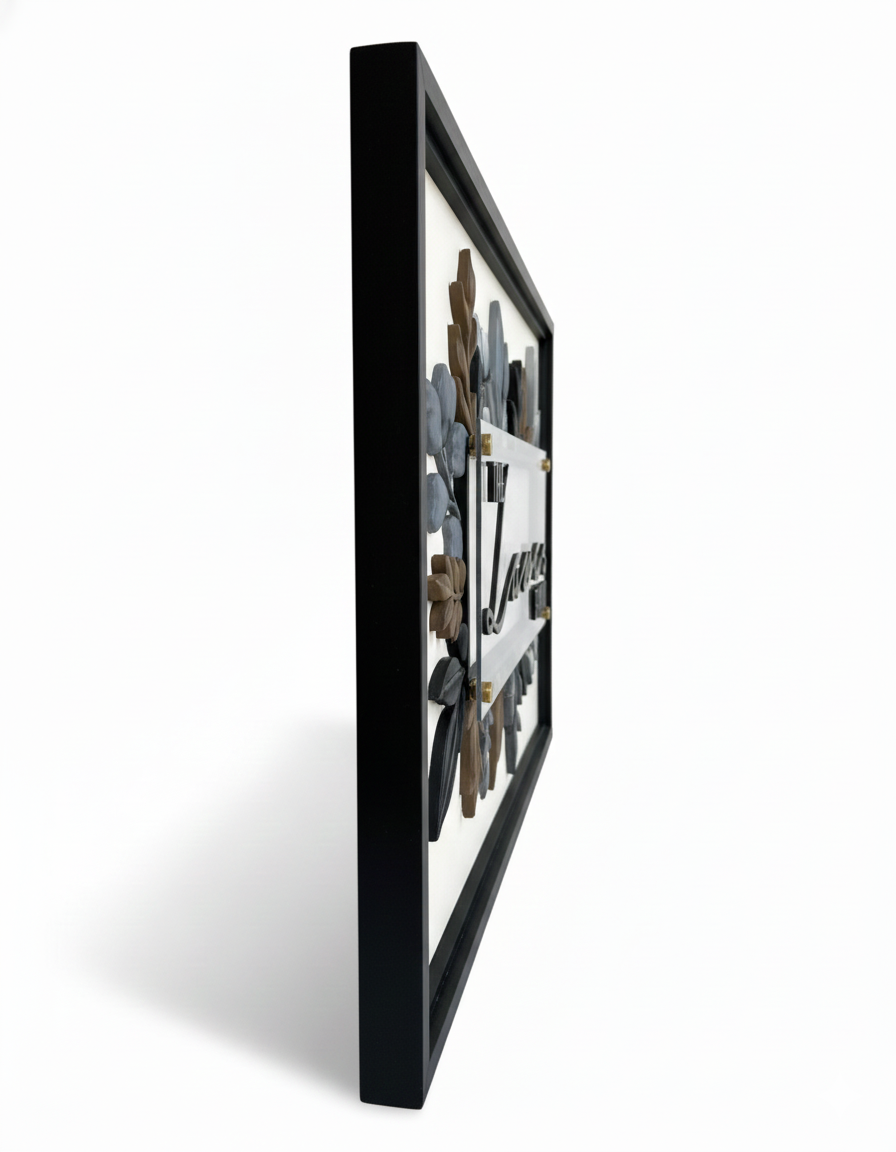 Acrylic Family Name Plate with 3D Letters & Metal Frame Custom Wall Name Board