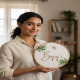 Personalized Round Wood Framed Name Sign - White Wooden Background with Raised Wood Letters, Custom Family Wall Decor