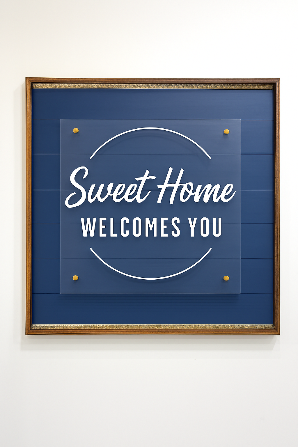 Personalized Clear Acrylic Sign with Solid Wood Frame - Modern Wall - Mounted Business Logo Sign with Metal Standoffs