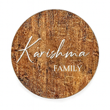 Custom Round Solid Wood Sign with Family Name - Handcrafted Wooden Wall Decor for Home EntryWay or Living Room