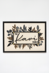 Acrylic Family Name Plate with 3D Letters & Metal Frame Custom Wall Name Board