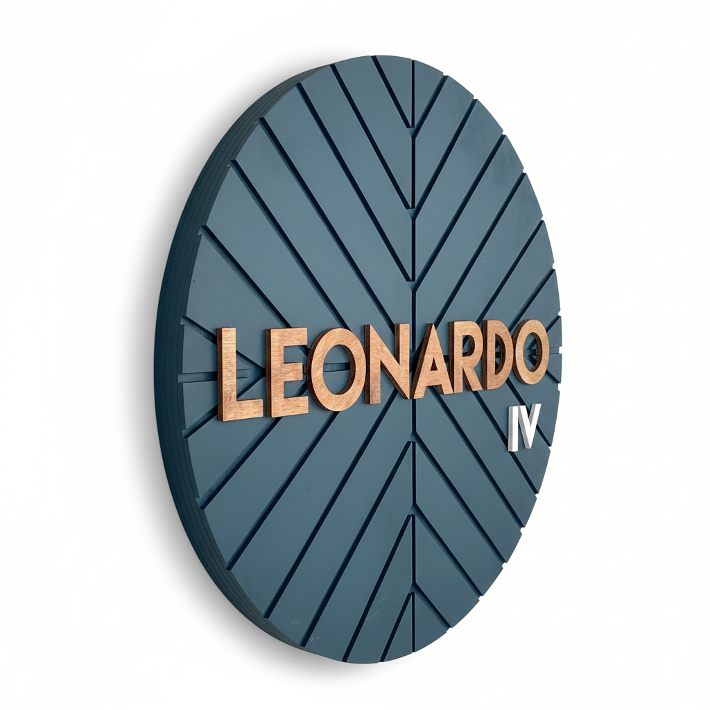 Custom Round Wooden Name Sign - Handcrafted Layered Wood Wall Decor with 3D Solid Wood Lettering Modern Home Decor