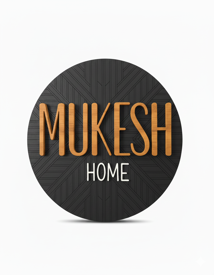 Custom Round Wooden Name Sign - Handcrafted Layered Wood Wall Decor with 3D Solid Wood Letters, Modern Farmhouse Style