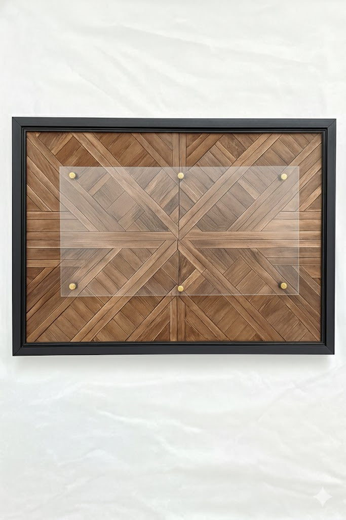 Personalized Family Name Sign - Solid Wood Herringbone Wall Art with Clear Acrylic Overlay, Black Framed Custom Last Name Home Decor