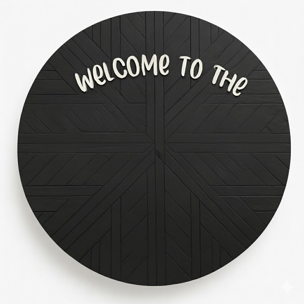 Custom Round Wood Welcome Sign for Front Door - Handcrafted Layered Wooden Wall Decor with Raised Script Letters