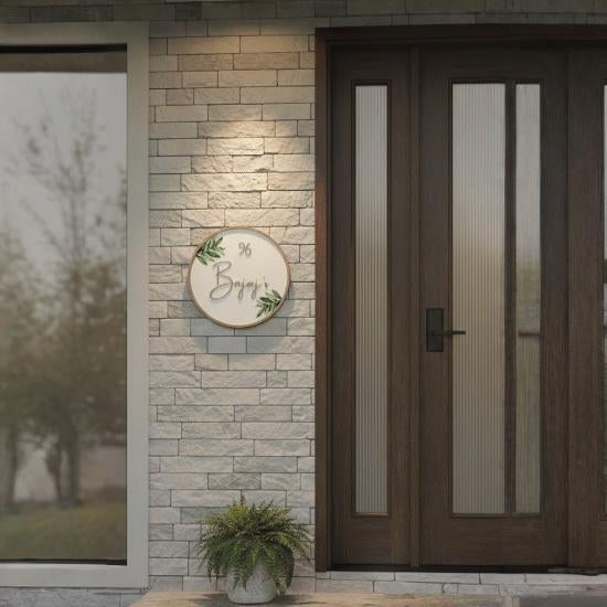 Personalized Round Wood Framed Name Sign - White Wooden Background with Raised Wood Letters, Custom Family Wall Decor