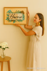 Wooden Family Name Plate with Acrylic Panel & 3D Letters Custom Wall Name Board